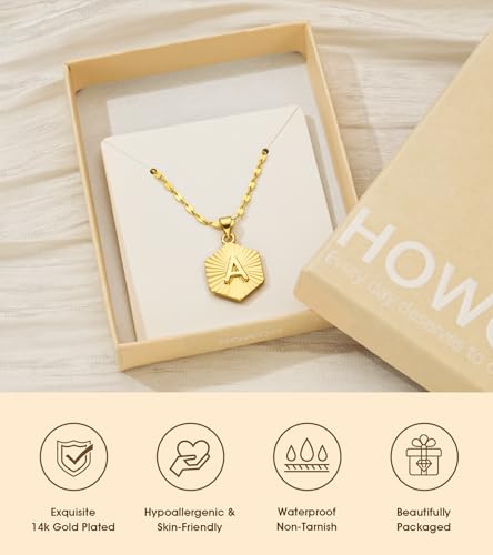Howoo 14K Gold Plated Initial Necklace for Women Heart Necklace for Women Round Zircon Letter Pendant Plated Adjustable Necklaces Birthday Galentines Valentine Gifts Jewelry - color: L, style: style 2