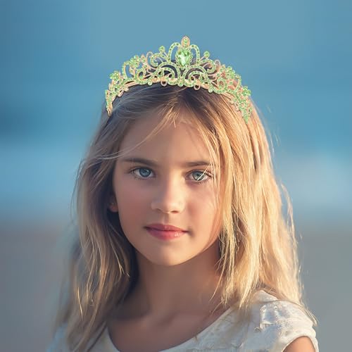 TAROSE Tiaras for Women, Birthday Crown and Sash for Girls | Birthday Sash Sunglasses Outfit, Birthday Gift for Women Girls, Goddess Crown Bride/Halloween/Prom/Party/Costume - color: 1 J. Gold+green