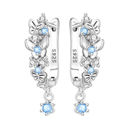 925 Sterling Silver Hoop Earrings Drop Dangle Earrings for Women Hypoallergenic Earring Trendy Huggie Earring Cute Graduation Birthday Gifts Jewelry for Women - color: Butterfly in Flight earrings