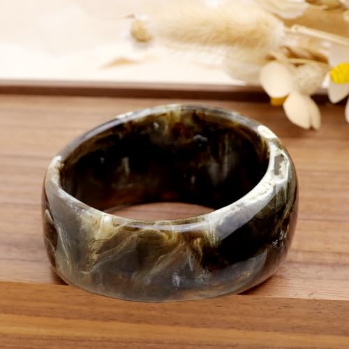 Chunky Resin Wide Bangle Bracelets for Women, Trendy Statement Minimalist Acrylic Bracelet Prom Holiday Jewelry Gift - color: Black