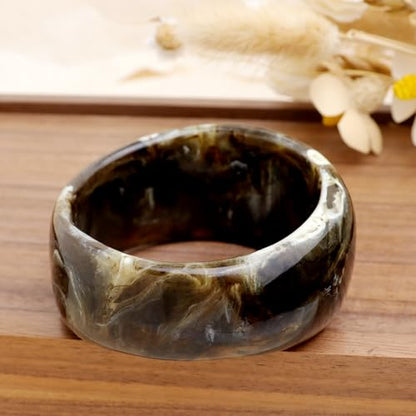 Chunky Resin Wide Bangle Bracelets for Women, Trendy Statement Minimalist Acrylic Bracelet Prom Holiday Jewelry Gift - color: Black
