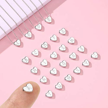 M MOOHAM Sterling Silver Heart Initial Necklace for Girls Women, 925 Sterling Silver Tiny Letter Necklace Birthday Gift for Kids Teen Girl Jewelry - color: Silver, style: C