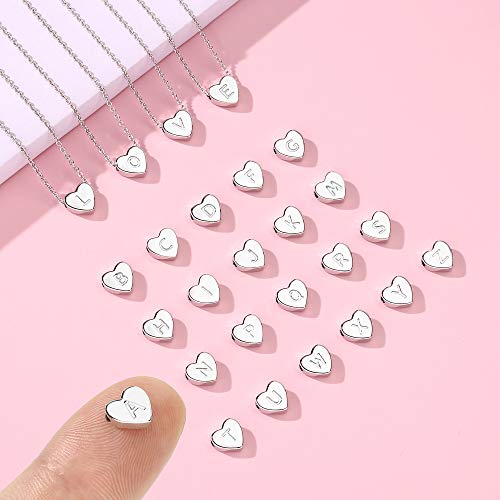 M MOOHAM Sterling Silver Heart Initial Necklace for Girls Women, 925 Sterling Silver Tiny Letter Necklace Birthday Gift for Kids Teen Girl Jewelry - color: Silver, style: E