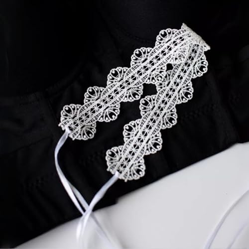 Lace Ribbon Choker Necklace for Women | Adjustable Choker Necklace Charm Statement Hollow Ribbon Collarbone Necklace Striking Gothic Prom Jewelry Gifts - color: White
