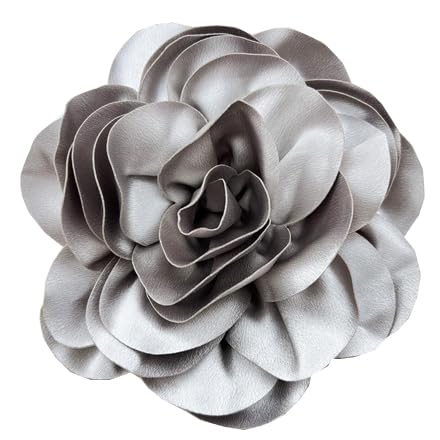 Dainty Satin Fabric Rose Flower Brooches 7.5in Extra Large Big Camellia Flower Brooches Lapel Pins for Women Wedding Party Dance Dress Clothes Accessories - color: Gray
