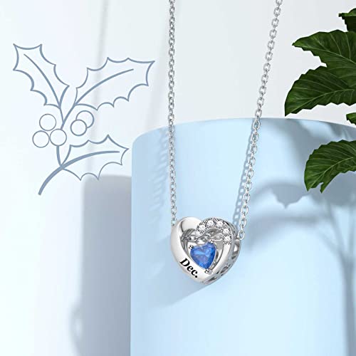 SEVENWELL Jan-Dec Birthstone Charms for Pandora Bracelets, Heart Charm | Fits Most European Charm Bracelets, Sparkling Heart CZ, Birth Flower Engraved, Gift Ready, Nickel-Free - color: December Birthstone Charm