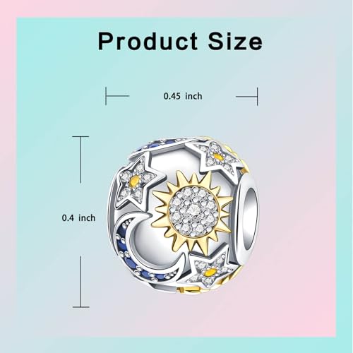 LUXILLA Love You Best Friend Grandma Wife Heart Charm 925 Sterling Silver Charms Fit for Bracelets Necklace Jewelry Gift for Women - color: Moon Sun Star Charm