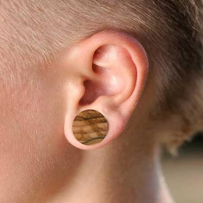 Pair of Olive Wood Saddle Fit Double Flare Ear Lobe Organic Natural Plug 6MM - 25MM E625 - style: 3/4 Inch(19mm)