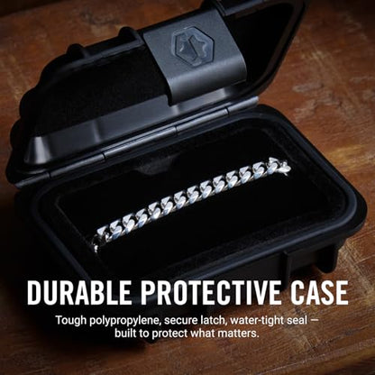 RIDGE 5mm Curb Chain for Men, Rugged and Durable Men’s Chain Necklace with Secure Clasp - color: Platinum (22")