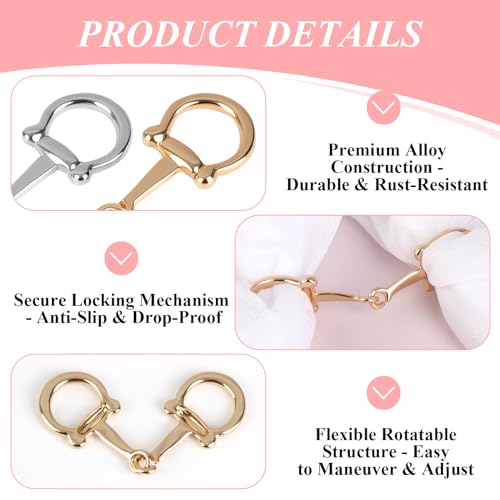 2 Pcs Horsebit Silk Scarf Buckle Rings, Gold and Silver | Zinc alloy styling rings, silk scarves, wraps and shawls, work and travel outfits, 2 finishes