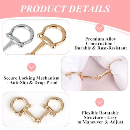 2 Pcs Horsebit Silk Scarf Buckle Rings, Gold and Silver | Zinc alloy styling rings, silk scarves, wraps and shawls, work and travel outfits, 2 finishes