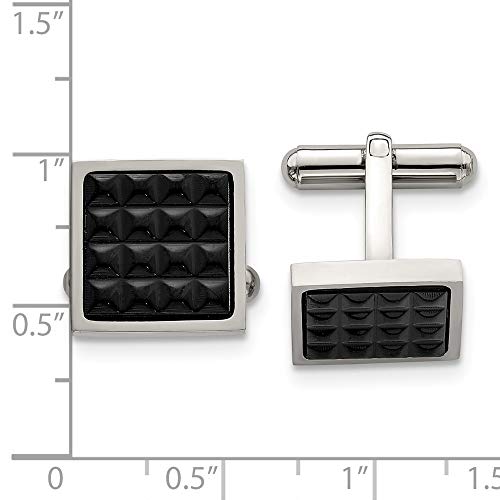 Stainless Steel Men's Black IP Studded Cufflinks