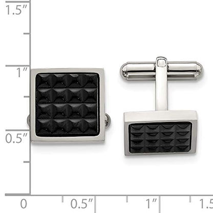 Stainless Steel Men's Black IP Studded Cufflinks