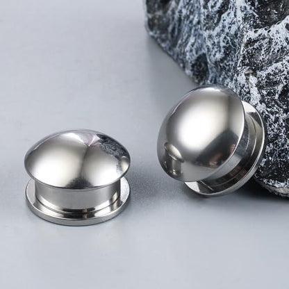 Casvort 2 PCS Hypoallergenic 0G-1" Cute Timeless Smooth Ball Screw Ear Gauges 316 Surgical Stainless Steel Fashion Ear Gauges Earrings Expander Women Piercing Body Jewelry - color: Silver, size: 12 mm