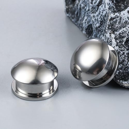 Casvort 2 PCS Hypoallergenic 0G-1" Cute Timeless Smooth Ball Screw Ear Gauges 316 Surgical Stainless Steel Fashion Ear Gauges Earrings Expander Women Piercing Body Jewelry - color: Silver, size: 16 mm