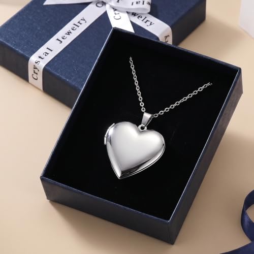PHOCKSIN Personalized Locket Necklace for Women Photo Necklace with Customized Picture Birth Flower Birthstone Customizable Birthday Gifts - color: #01-Heart Silver(hot!)