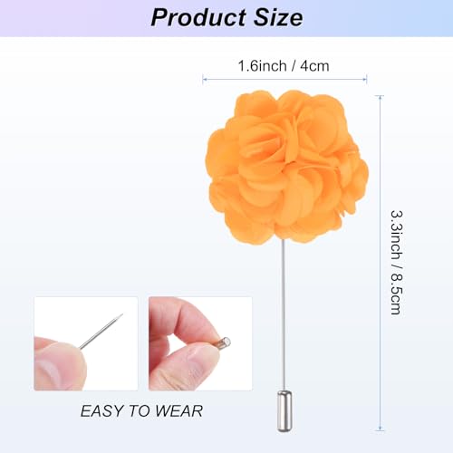 M METERXITY Flower Lapel Pins for Men, Boutonnieres Pin Camellia Flower Groom Boutonnieres for Wedding/Graduation - color: Orange