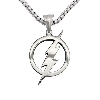 Tapp Collections Stainless Steel Superhero Pendant Necklace - color: Flash Lightning Bolt / Steel Chain / Silver Color
