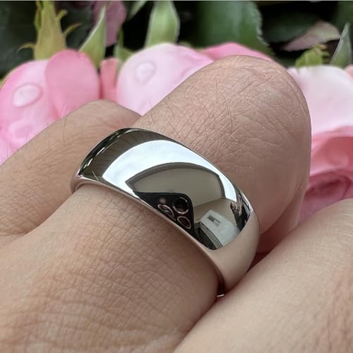 TUTISS 2mm 3mm 4mm 5mm 6mm 7mm 8mm 10mm White Tungsten Rings for Men Women Engagement Wedding Bands Domed Polished Shiny Comfort Fit - color: 8mm White Tungsten