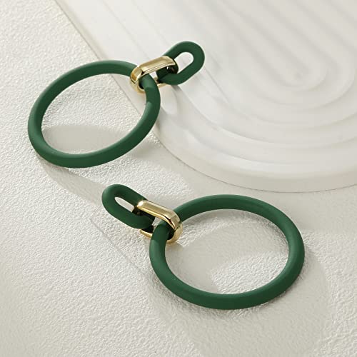 RUOFFETA Acrylic Rectangle Earrings, Fashion Acrylic Square/Oval/Hoop Statement Drop Earrings for Women - color: Dark Green Hoop