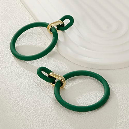 RUOFFETA Acrylic Rectangle Earrings, Fashion Acrylic Square/Oval/Hoop Statement Drop Earrings for Women - color: Dark Green Hoop