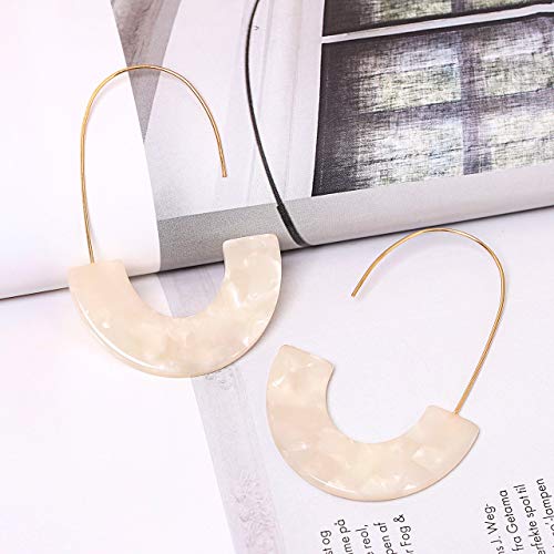 Acrylic Earrings Statement Tortoise Hoop Earrings Resin Wire Drop Dangle Earrings Fashion Jewelry For Women - color: A White