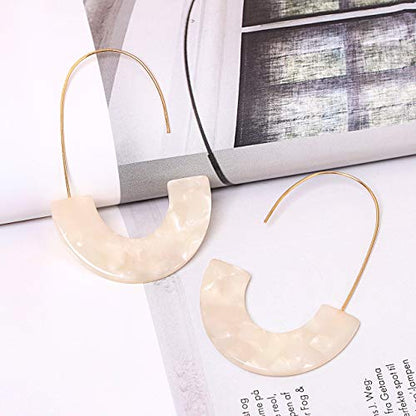 Acrylic Earrings Statement Tortoise Hoop Earrings Resin Wire Drop Dangle Earrings Fashion Jewelry For Women - color: A White