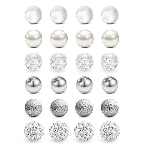 QWALIT 16gauge 14gauge Stainless Steel Replacement Balls for Lip Studs Labret Earrings Piercing Jewelry Septum Rings Externally Threaded Plastic Balls 3mm - 8mm - color: Set E - Mix white ball