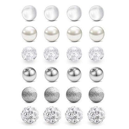 QWALIT 16gauge 14gauge Stainless Steel Replacement Balls for Lip Studs Labret Earrings Piercing Jewelry Septum Rings Externally Threaded Plastic Balls 3mm - 8mm - color: Set E - Mix white ball