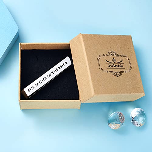 Father of the Bride and Groom Gifts - Wedding Tie Clips for Groomsmen From the Bride - Stainless Steel Tie Bars - color: Step Father of The Bride - White