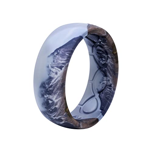 Groove Life Nomad Silicone Ring Breathable Rubber Wedding Rings for Men, Lifetime Coverage, Unique Design, Comfort Fit Ring - color: Summit