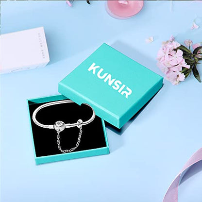 KUNSIR 925 Sterling Silver Palm Clasp Snake Chain Bracelet Basic Charm Bracelets Fit Any PDL Charm, with for Teen Women - style: KJB008