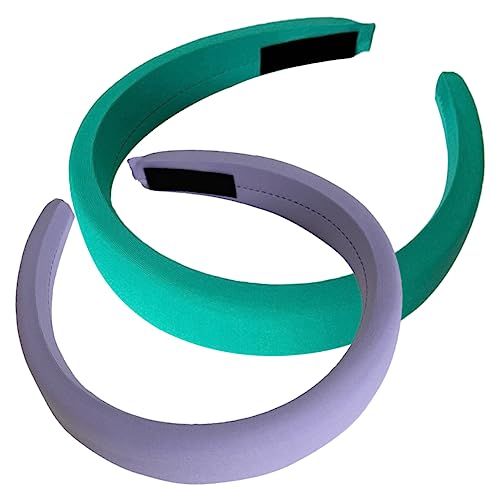 Outanaya 2pcs Wide Padded Headbands for Women Comfortable Fabric Hair Accessories Light for Daily Wear and Activities