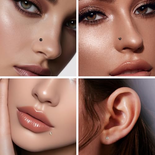 Xpircn ASTM F136 Titanium Flat Back Stud Earrings Internally Threaded Labret Monroe Lip Nose Studs Tragus Helix Conch Cartilage Piercing Jewelry for Women - color: 18G 8MM Bar,3MM Ball,Silver