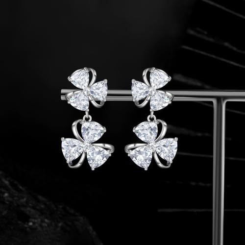 Gemsme Bridal Wedding Earrings for Brides Bridesmaides, 925 Sterling Silver Posts hypoallergenic Cubic Zirconia stud,Drop & Dangle Earrings for Women Jewelry Gifts - color: White - Flower