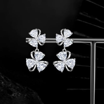 Gemsme Bridal Wedding Earrings for Brides Bridesmaides, 925 Sterling Silver Posts hypoallergenic Cubic Zirconia stud,Drop & Dangle Earrings for Women Jewelry Gifts - color: White - Flower