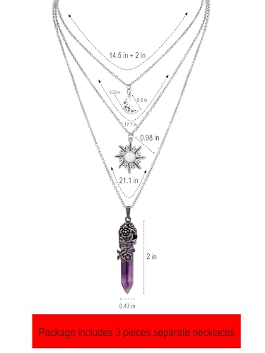 Sacina Gothic Emo Grunge Crescent Moon Choker, Moon Sun Star Choker Necklace, Goth Gothic Necklace, Halloween Christmas Jewelry Gift for Women - color: Purple
