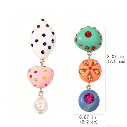 Candy Color Asymmetrical Acrylic Dangle Earrings Fun Statement Trendy Aesthetic Lightweight Jewelry for Women