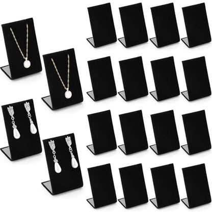 RattanView 24 Pcs Earring Display Stand Necklace Pendant Jewelry Stand Showcase Organizer Display Holder for Earring Pendant Accessory Rack(Black,Straight Style,Velvet) - color: Black