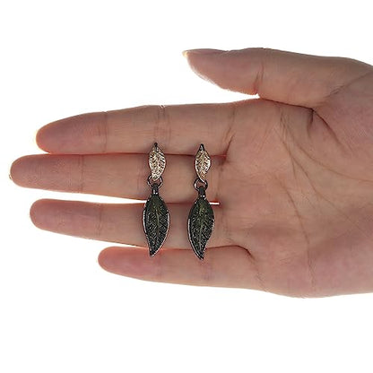 AMYJANE Vintage Statement Jewelry Set - Spring Leaf Flower Floral Plant Necklace Earring Set Crystal Rhinestone Fashion Costume Jewelry for Women Prom Party Unique Gift - style: Green Leaves Jewelry Set