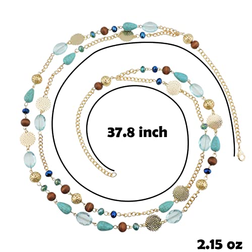 Bocar Long Necklaces for Women Trendy, Boho Layered Crystal Beaded Collar Necklaces for Women, Fashion Statement Necklaces Jewelry - color: Blue
