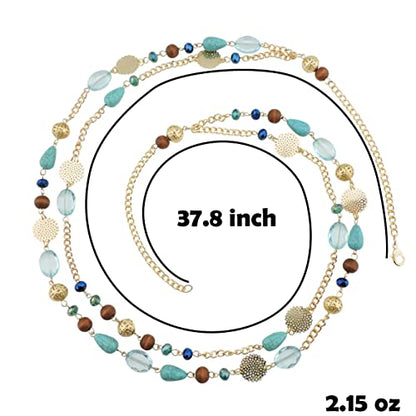 Bocar Long Necklaces for Women Trendy, Boho Layered Crystal Beaded Collar Necklaces for Women, Fashion Statement Necklaces Jewelry - color: Blue