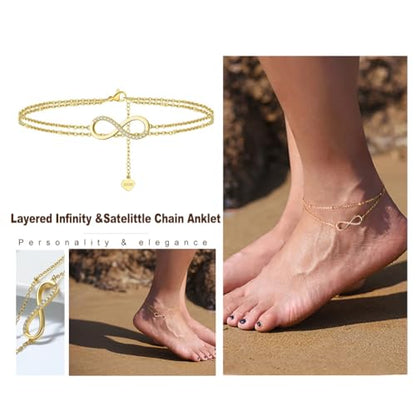 Anklet for Women S925 Sterling Silver Adjustable Foot Chain Ankle Bracelet Anklets Jewelry