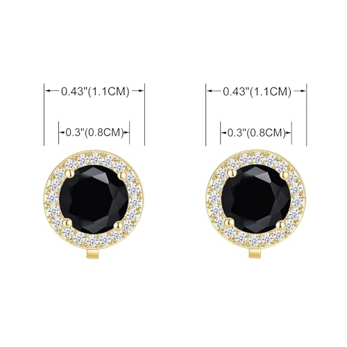 YOQUCOL 8MM Cubic Zirconia Crystal Clip On Stud Earrings Round Non Pierced Earrings for Women - color: Gold-Black