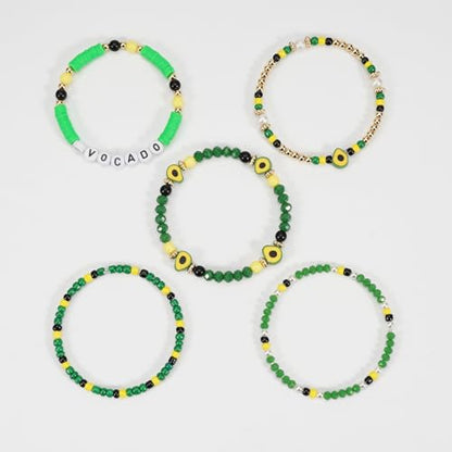 Twinfree Bohemian Cute Fruit Banana Cherry Strawberry Pineapple Mango Polymer Clay Beaded Stackable Stretch Bracelets - color: color 17