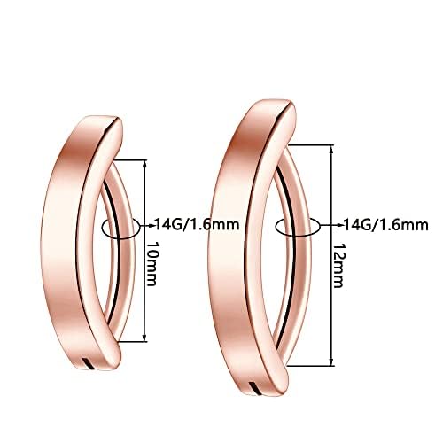 Clicker Belly Button Ring Hoop Belly Button Ring 14G Navel Ring | Surgical stainless steel hinged belly button ring for belly button piercing, navel body jewelry for women and men - color: A-Rose gold