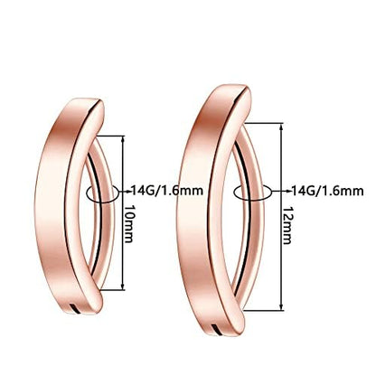 Clicker Belly Button Ring Hoop Belly Button Ring 14G Navel Ring | Surgical stainless steel hinged belly button ring for belly button piercing, navel body jewelry for women and men - color: A-Rose gold