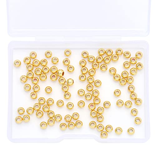 14K Gold Plated Round Spacer Beads 4mm 100pcs for Jewelry Making Findings Non Tarnish - color: 14K Gold, size: 4mm
