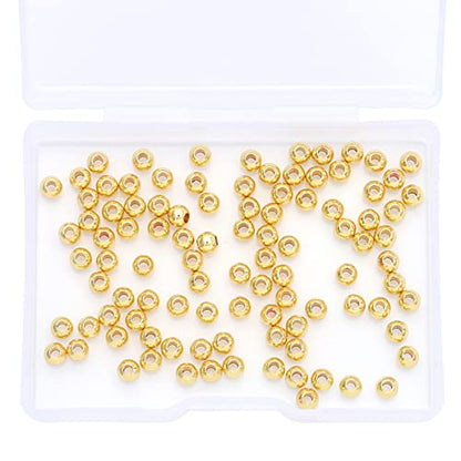 14K Gold Plated Round Spacer Beads 4mm 100pcs for Jewelry Making Findings Non Tarnish - color: 14K Gold, size: 4mm