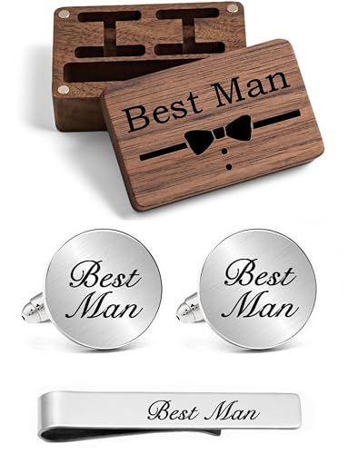 Kooer Personalized Men's Wedding Cufflinks, Custom Father Of The Bride Cuff Links Jewelry Gift For Men Him Groom Groomsman - style: best man